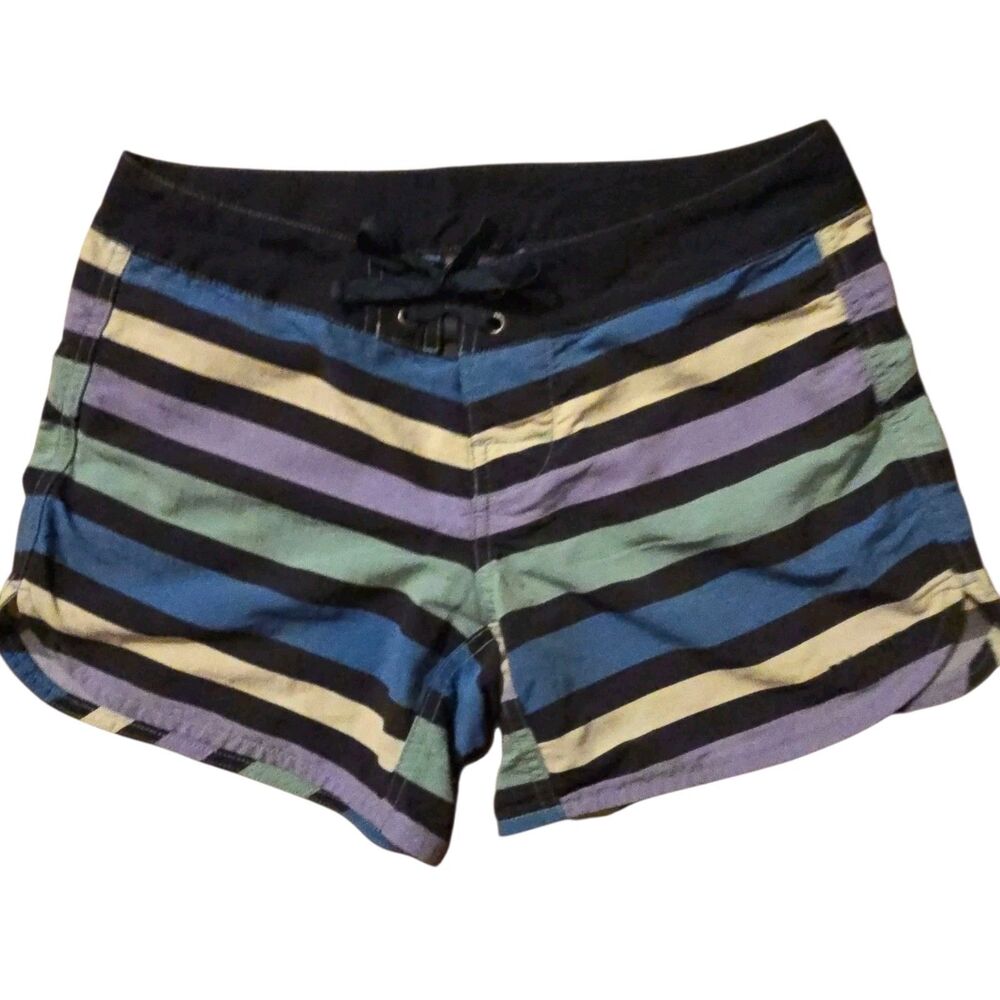 Patagonia Wave Farer Size 2 Board Shorts Swim Nylon Striped Blue Activewear